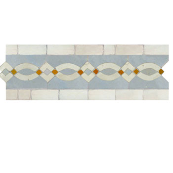 Mosaic House Moroccan tile Zitoune 17-1-8 White,   Ochre,   Sky Blue,    solid  